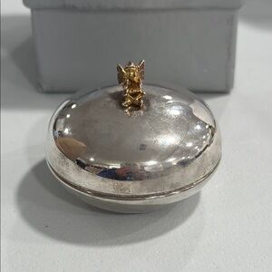 Silver Trinket Box with Gold Angel Accent